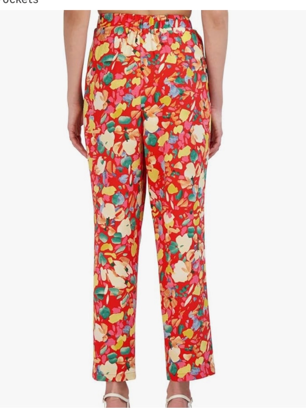 BCBGeneration High Waisted Slim Leg Tie Front Floral Pant with Pockets XS